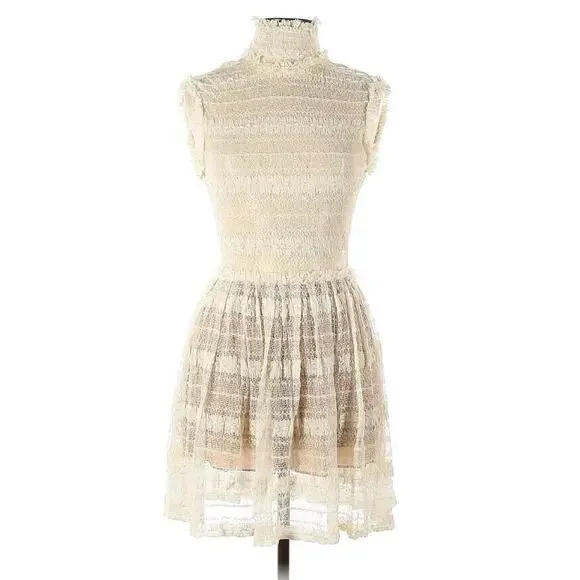 Opening Ceremony Dress Sz S Small Crochet Mesh Knit A-line High Neck Sheer (B1 - Picture 1 of 7